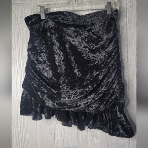 Zara Ruched Asymmetrical Velvet Skirt